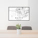 24x36 Butte Montana Map Print Lanscape Orientation in Classic Style Behind 2 Chairs Table and Potted Plant