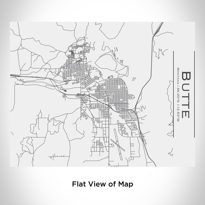 Rendered View of Butte Montana Map Engraving on 20oz Stainless Steel Insulated Bottle with Bamboo Top in White