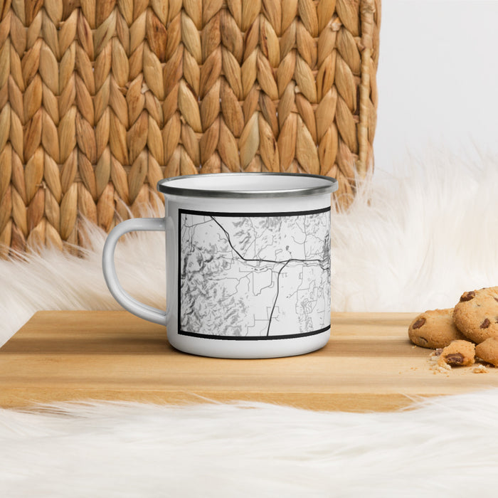 Left View Custom Butte Montana Map Enamel Mug in Classic on Table Top