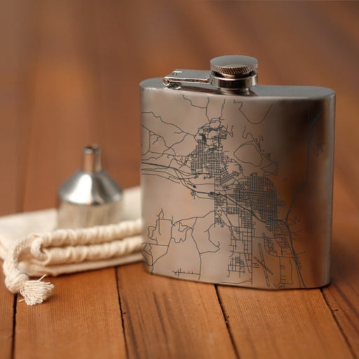 Butte Montana Custom Engraved City Map Inscription Coordinates on 6oz Stainless Steel Flask