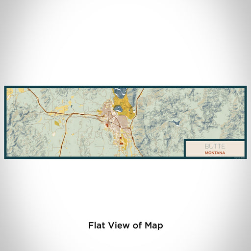 Flat View of Map Custom Butte Montana Map Enamel Mug in Woodblock