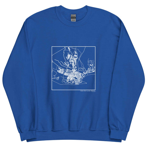 Cabo San Lucas Mexico  Map Unisex Crewneck Sweater with City inscription in Royal Blue