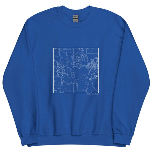 Caddo lake Texas  Map Unisex Crewneck Sweater with City inscription in Royal Blue