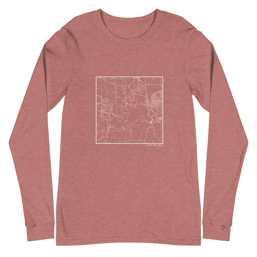 Caddo lake Texas  Map Unisex Long-Sleeve T-shirt with City inscription in Heather Mauve