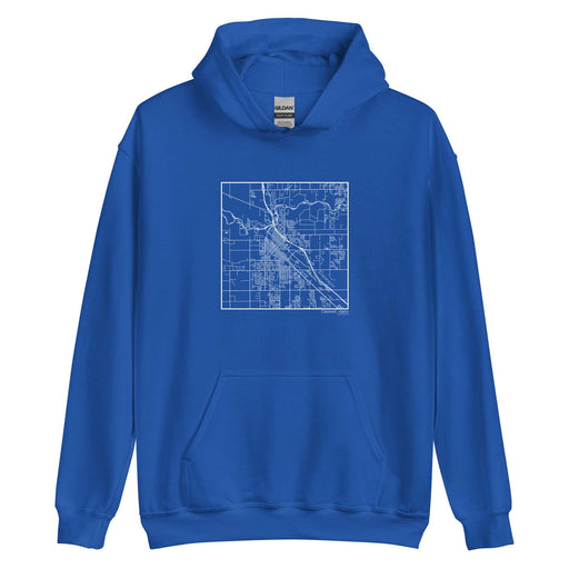 Caldwell Idaho  Map Unisex Hoodie Sweater with City inscription in Royal Blue
