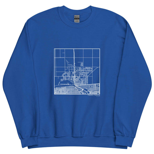 Calexico California  Map Unisex Crewneck Sweater with City inscription in Royal Blue