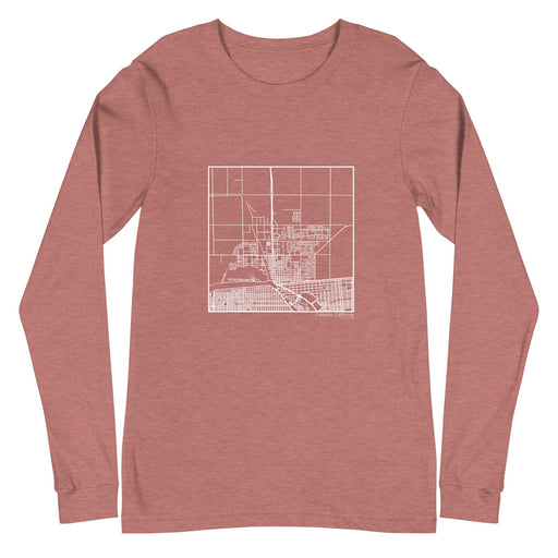 Calexico California  Map Unisex Long-Sleeve T-shirt with City inscription in Heather Mauve