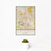 12x18 Calgary Alberta Map Print Portrait Orientation in Woodblock Style With Small Cactus Plant in White Planter