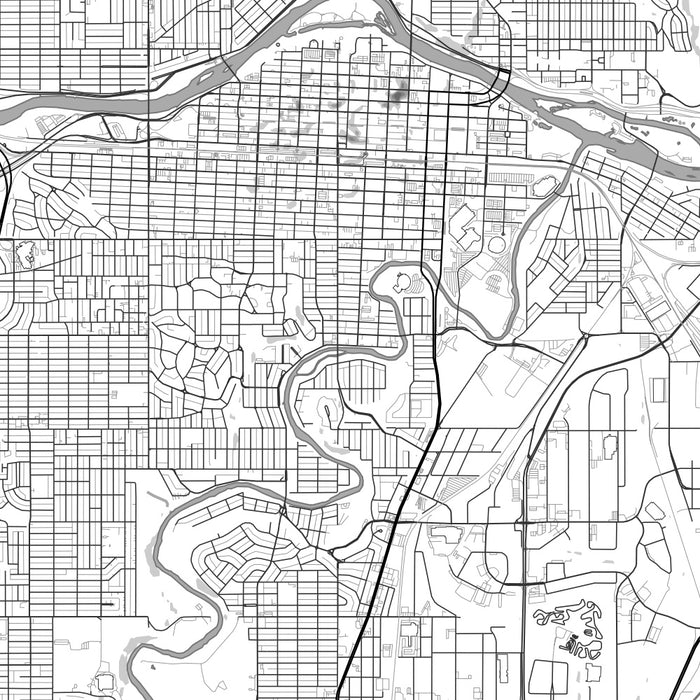 Calgary Alberta Map Print in Classic Style Zoomed In Close Up Showing Details