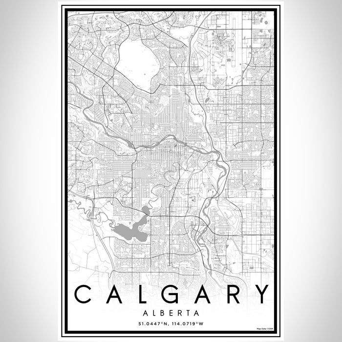 Calgary Alberta Map Print Portrait Orientation in Classic Style With Shaded Background