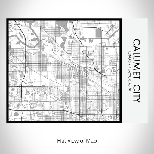 Rendered View of Calumet City Illinois Map on 20oz Stainless Steel Insulated Bottle with Bamboo Top with printed classic style map