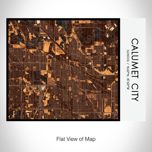 Rendered View of Calumet City Illinois Map on 20oz Stainless Steel Insulated Bottle with Bamboo Top with printed ember style map