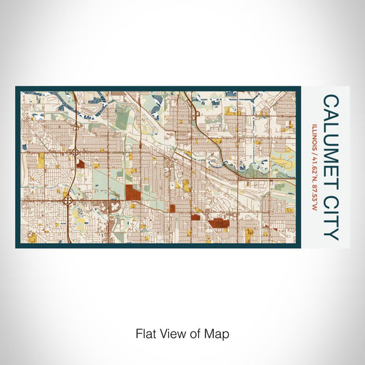 Rendered View of Calumet City Illinois Map on 17oz Stainless Steel Insulated Bottle with printed woodblock style map