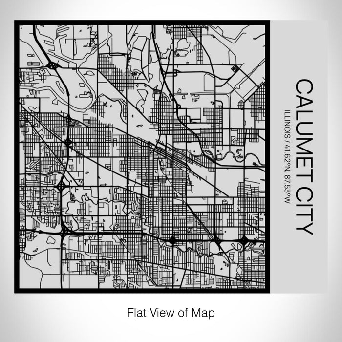 Rendered View of Calumet City Illinois Map on 17oz Stainless Steel Insulated Tumbler in Tactile Lines with Succulent in Background