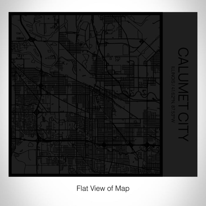 Rendered View of Calumet City Illinois Map on 17oz Stainless Steel Insulated Tumbler in Matte Black with Tactile Lines