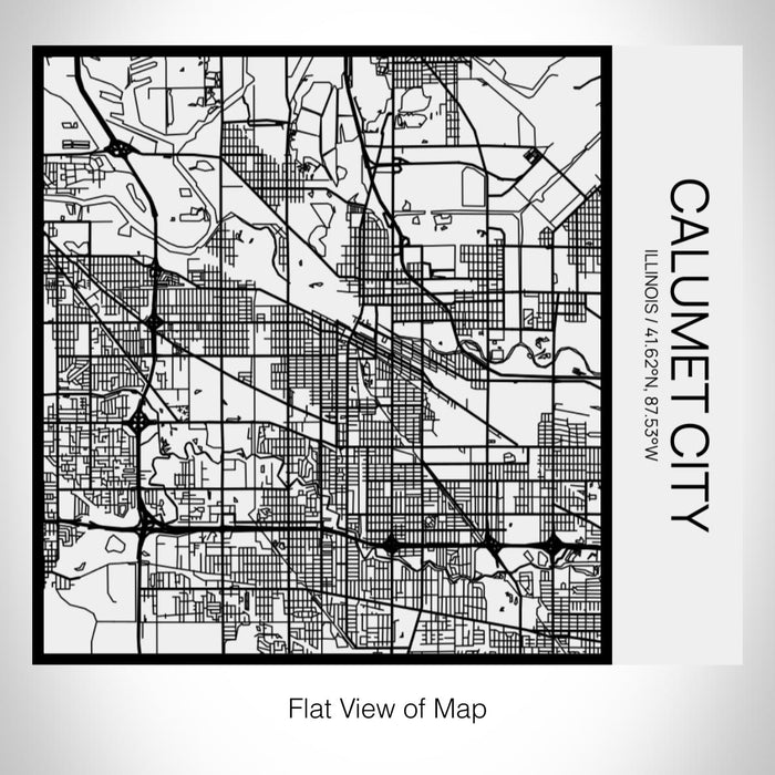 Rendered View of Calumet City Illinois Map on 17oz Stainless Steel Insulated Tumbler in Matte White with Tactile Lines
