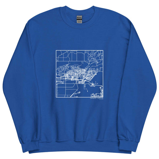 Camarillo California  Map Unisex Crewneck Sweater with City inscription in Royal Blue