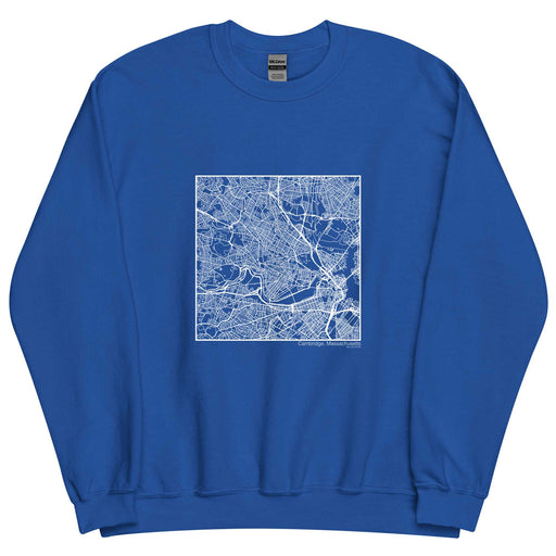 Cambridge Massachusetts  Map Unisex Crewneck Sweater with City inscription in Royal Blue