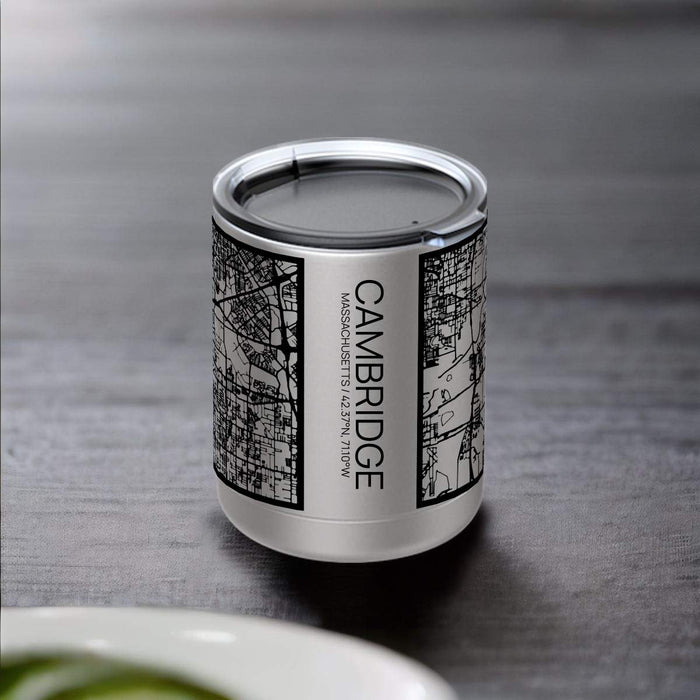 Cambridge Massachusetts Custom City Map Inscription Coordinates on 10oz Stainless Steel Insulated Cup with Sipping Lid