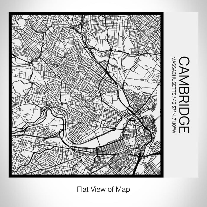 Rendered View of Cambridge Massachusetts Map on 17oz Stainless Steel Insulated Tumbler in Matte White with Tactile Lines