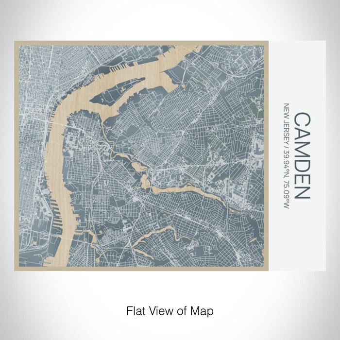 Rendered View of Camden New Jersey Map on 20oz Stainless Steel Insulated Bottle with Bamboo Top with printed afternoon style map