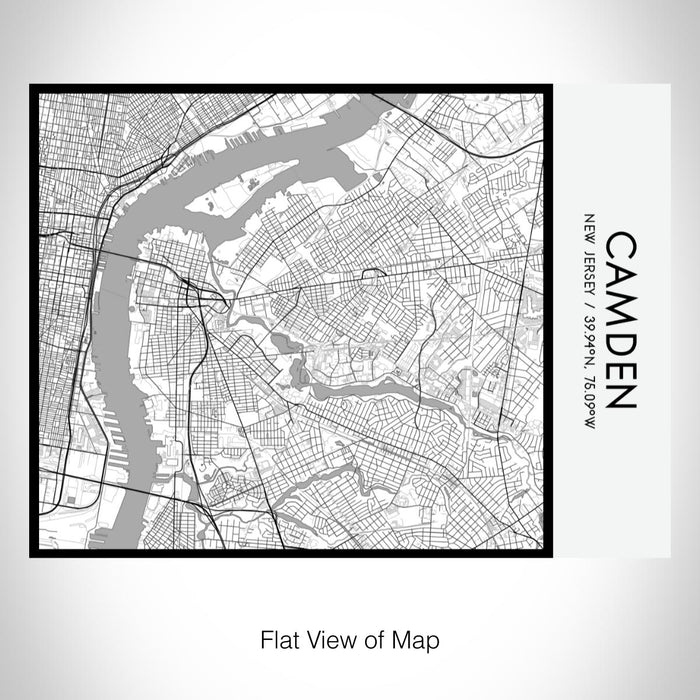 Rendered View of Camden New Jersey Map on 20oz Stainless Steel Insulated Bottle with Bamboo Top with printed classic style map