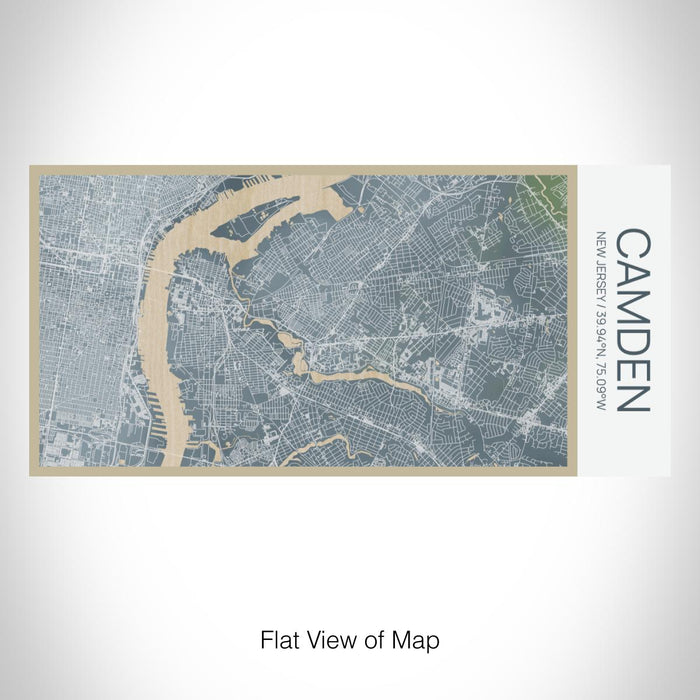 Rendered View of Camden New Jersey Map on 17oz Stainless Steel Insulated Bottle with printed afternoon style map