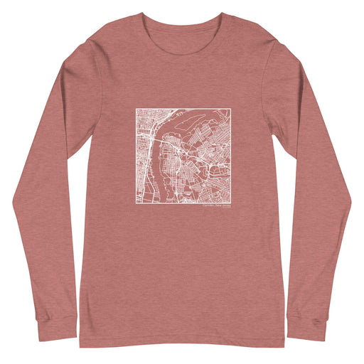 Camden New Jersey  Map Unisex Long-Sleeve T-shirt with City inscription in Heather Mauve