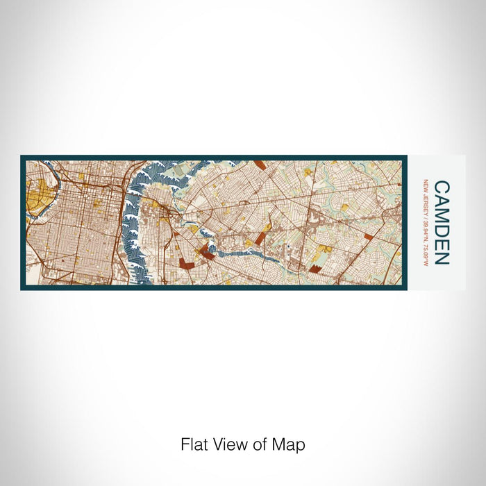 Rendered View of Camden New Jersey Map on 10oz Stainless Steel Insulated Cup in Woodblock with Sliding Lid