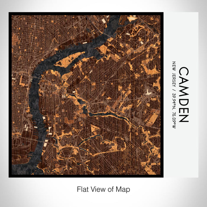 Rendered View of Camden New Jersey Map on 17oz Stainless Steel Insulated Tumbler in Ember Map Style