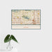 16x24 Camelback Mountain Arizona Map Print Landscape Orientation in Woodblock Style With Tropical Plant Leaves in Water