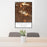 24x36 Camelback Mountain Arizona Map Print Portrait Orientation in Ember Style Behind 2 Chairs Table and Potted Plant