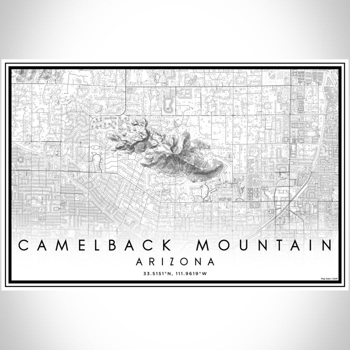 Camelback Mountain Arizona Map Print Landscape Orientation in Classic Style With Shaded Background