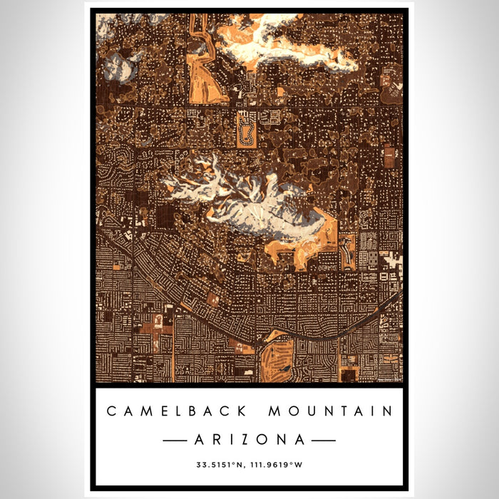 Camelback Mountain Arizona Map Print Portrait Orientation in Ember Style With Shaded Background
