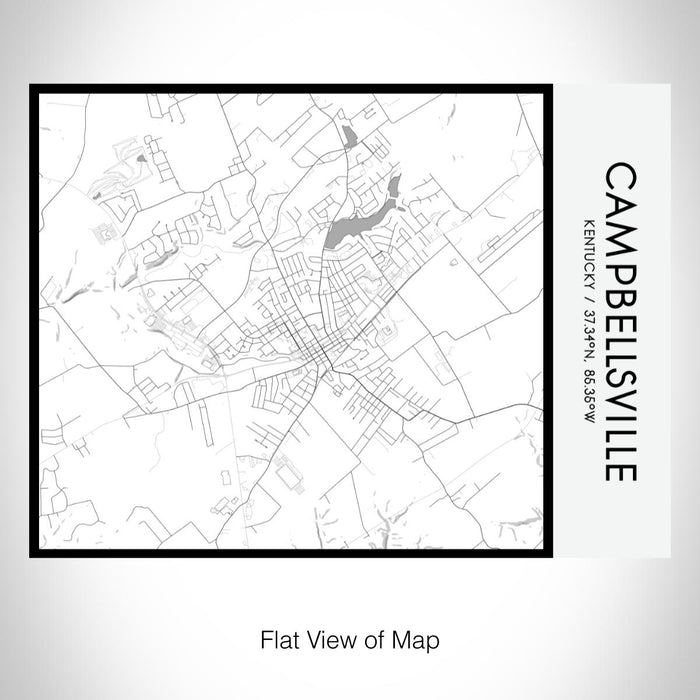 Rendered View of Campbellsville Kentucky Map on 20oz Stainless Steel Insulated Bottle with Bamboo Top with printed classic style map