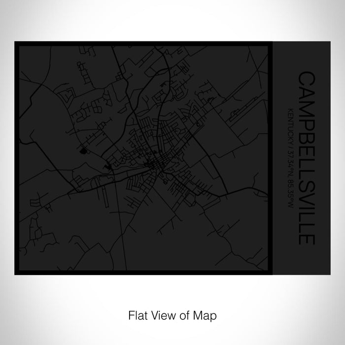 Rendered View of Campbellsville Kentucky Map on 20oz Stainless Steel Insulated Bottle with Bamboo Top in Matte Black with printed Tactile Lines Map in Black
