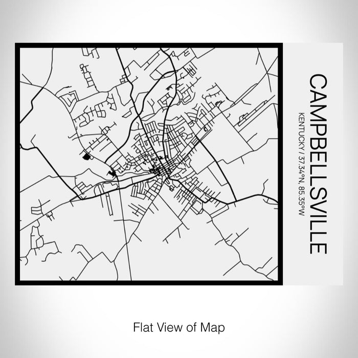 Rendered View of Campbellsville Kentucky Map on 20oz Stainless Steel Insulated Bottle with Bamboo Top in Matte White with printed Tactile Lines Map in Black