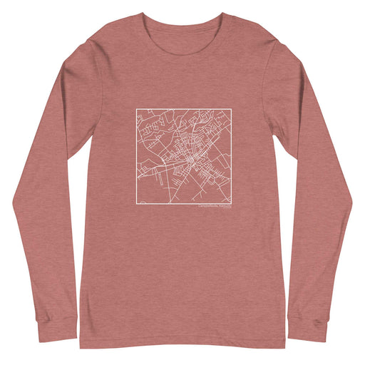 Campbellsville Kentucky  Map Unisex Long-Sleeve T-shirt with City inscription in Heather Mauve
