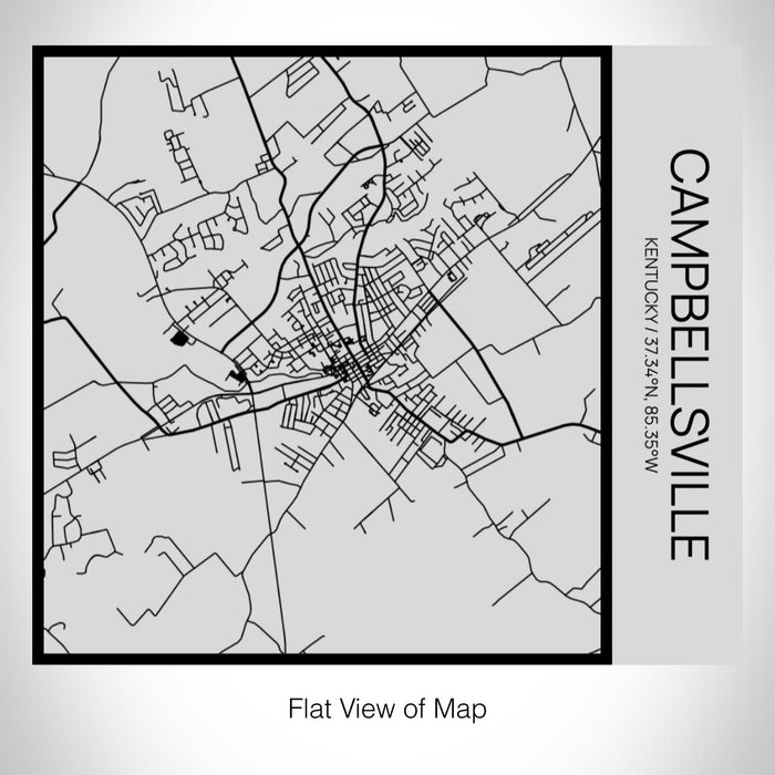 Rendered View of Campbellsville Kentucky Map on 17oz Stainless Steel Insulated Tumbler in Tactile Lines with Succulent in Background