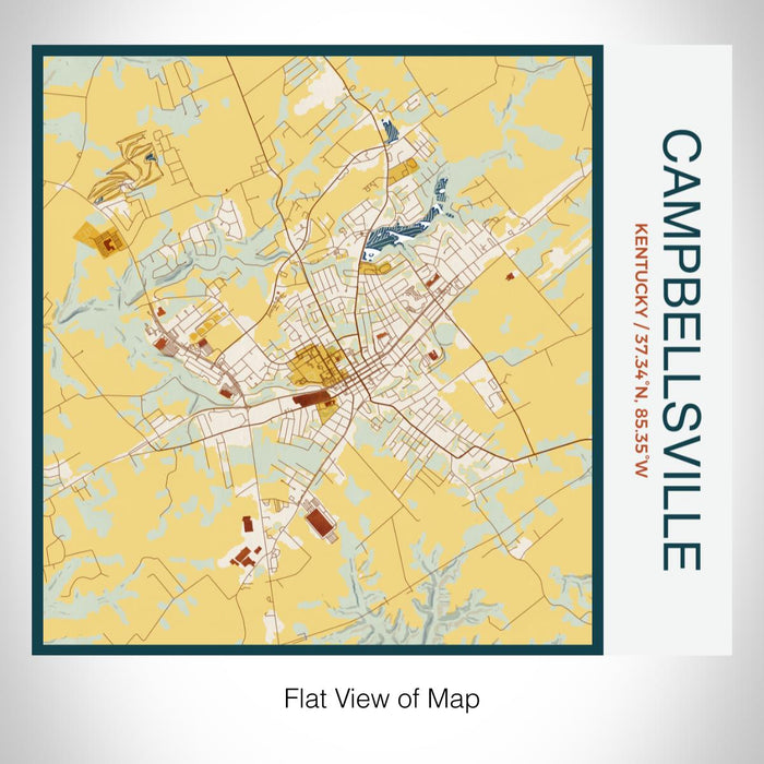 Rendered View of Campbellsville Kentucky Map on 17oz Stainless Steel Insulated Tumbler in Woodblock Map Style