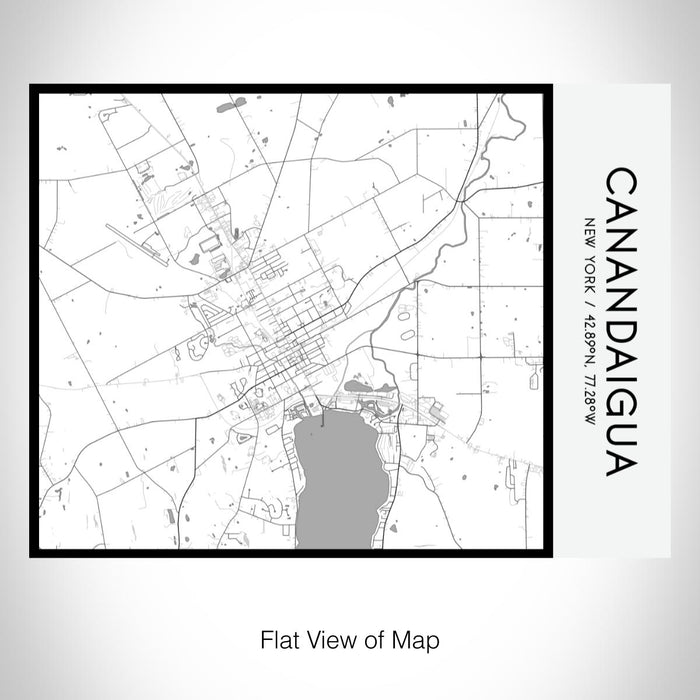 Rendered View of Canandaigua New York Map on 20oz Stainless Steel Insulated Bottle with Bamboo Top with printed classic style map