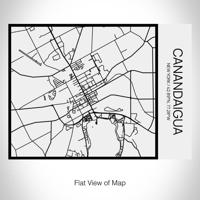 Rendered View of Canandaigua New York Map on 20oz Stainless Steel Insulated Bottle with Bamboo Top in Matte White with printed Tactile Lines Map in Black