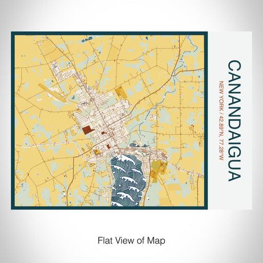 Rendered View of Canandaigua New York Map on 20oz Stainless Steel Insulated Bottle with Bamboo Top with printed woodblock style map