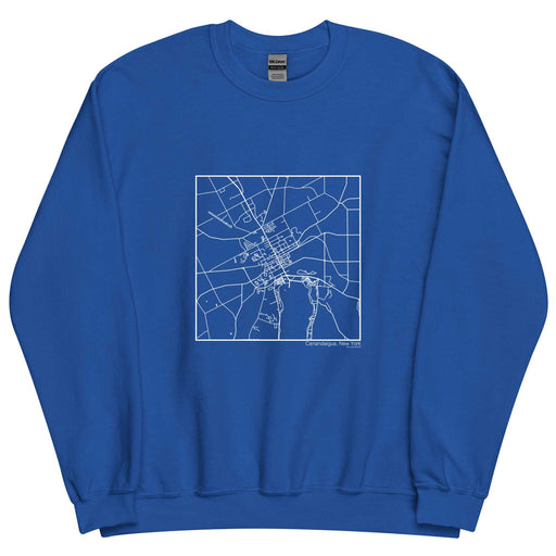 Canandaigua New York  Map Unisex Crewneck Sweater with City inscription in Royal Blue