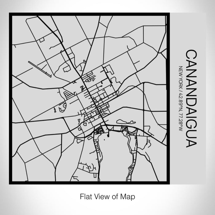 Rendered View of Canandaigua New York Map on 17oz Stainless Steel Insulated Tumbler in Tactile Lines with Succulent in Background