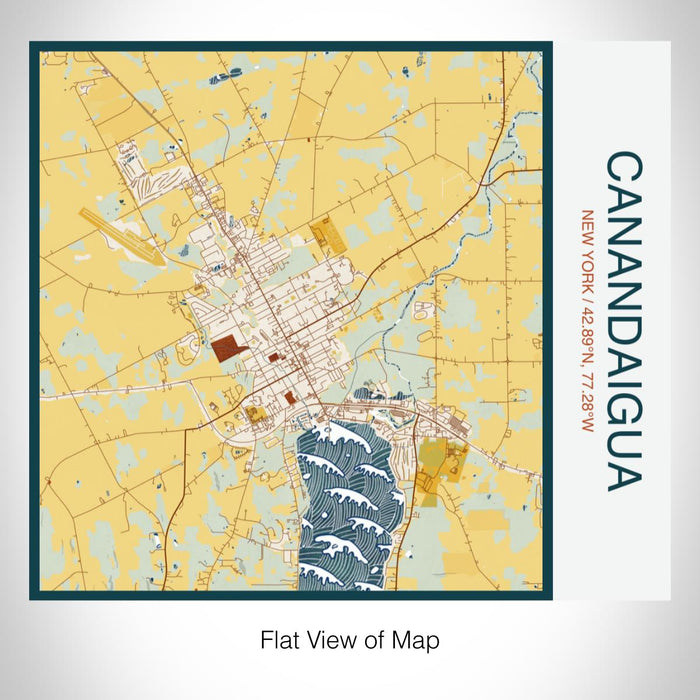 Rendered View of Canandaigua New York Map on 17oz Stainless Steel Insulated Tumbler in Woodblock Map Style