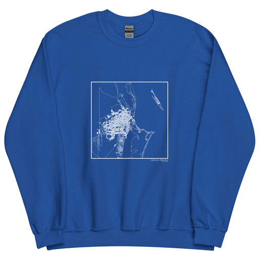 Cancún Mexico  Map Unisex Crewneck Sweater with City inscription in Royal Blue