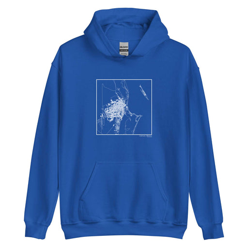 Cancún Mexico  Map Unisex Hoodie Sweater with City inscription in Royal Blue