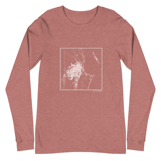 Cancún Mexico  Map Unisex Long-Sleeve T-shirt with City inscription in Heather Mauve
