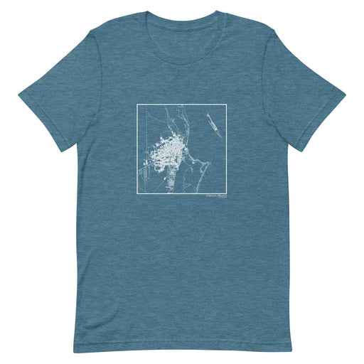 Cancún Mexico  Map Unisex T-Shirt with City inscription in Heather Teal